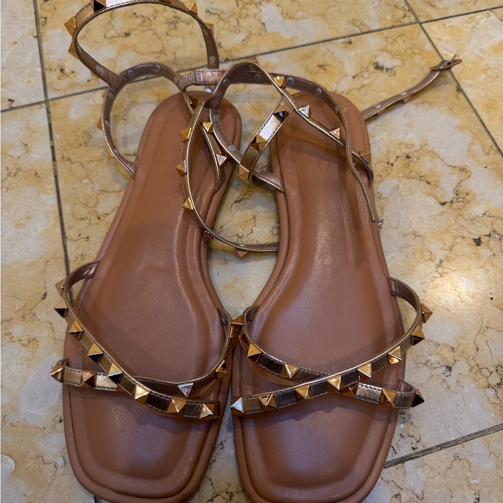 Aldo Studded Sandals with Gold Accents